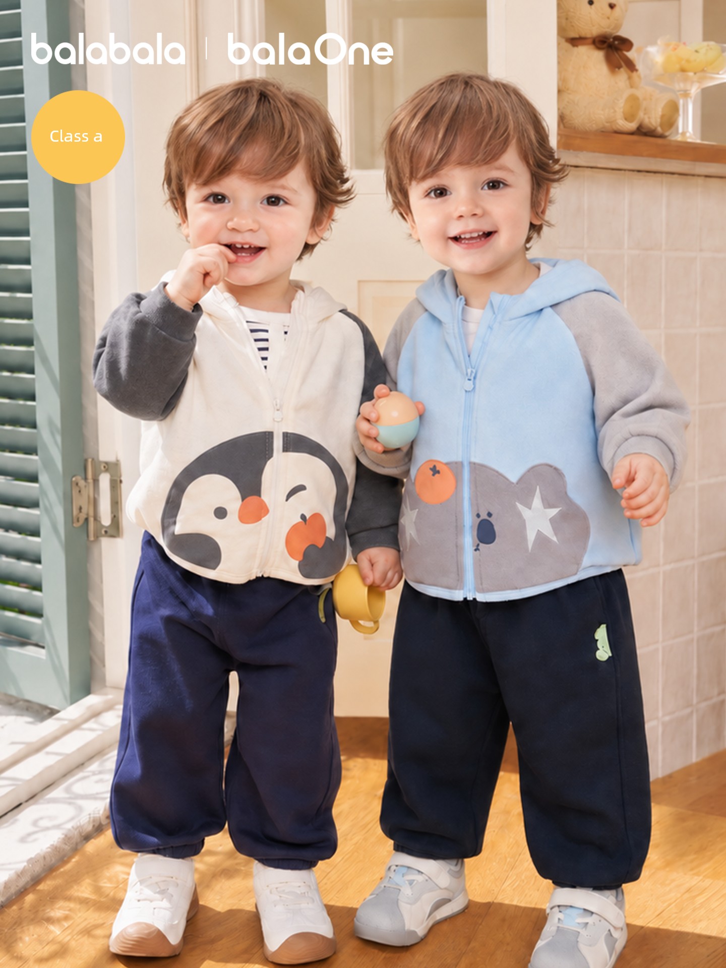 Balabala Kidsren's Clothing Kidsren's Baby Jackets Boys and Girls Tops Baby Clothes 2026 Autumn Clothing Kidsren's Sweatshirts