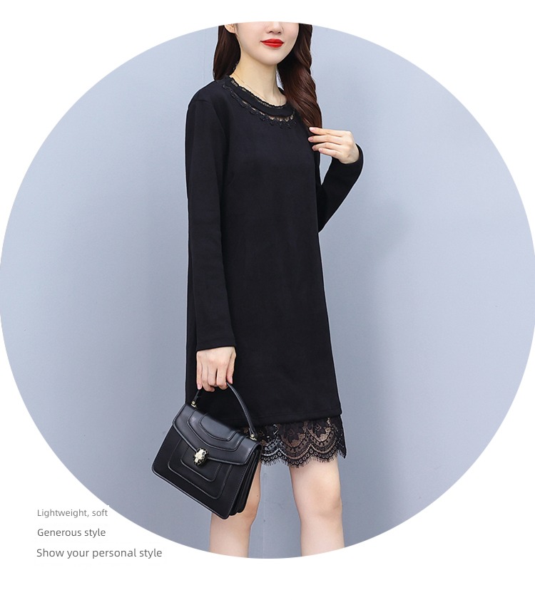 Lace stitching easy Show thin Cover meat knitting Dress