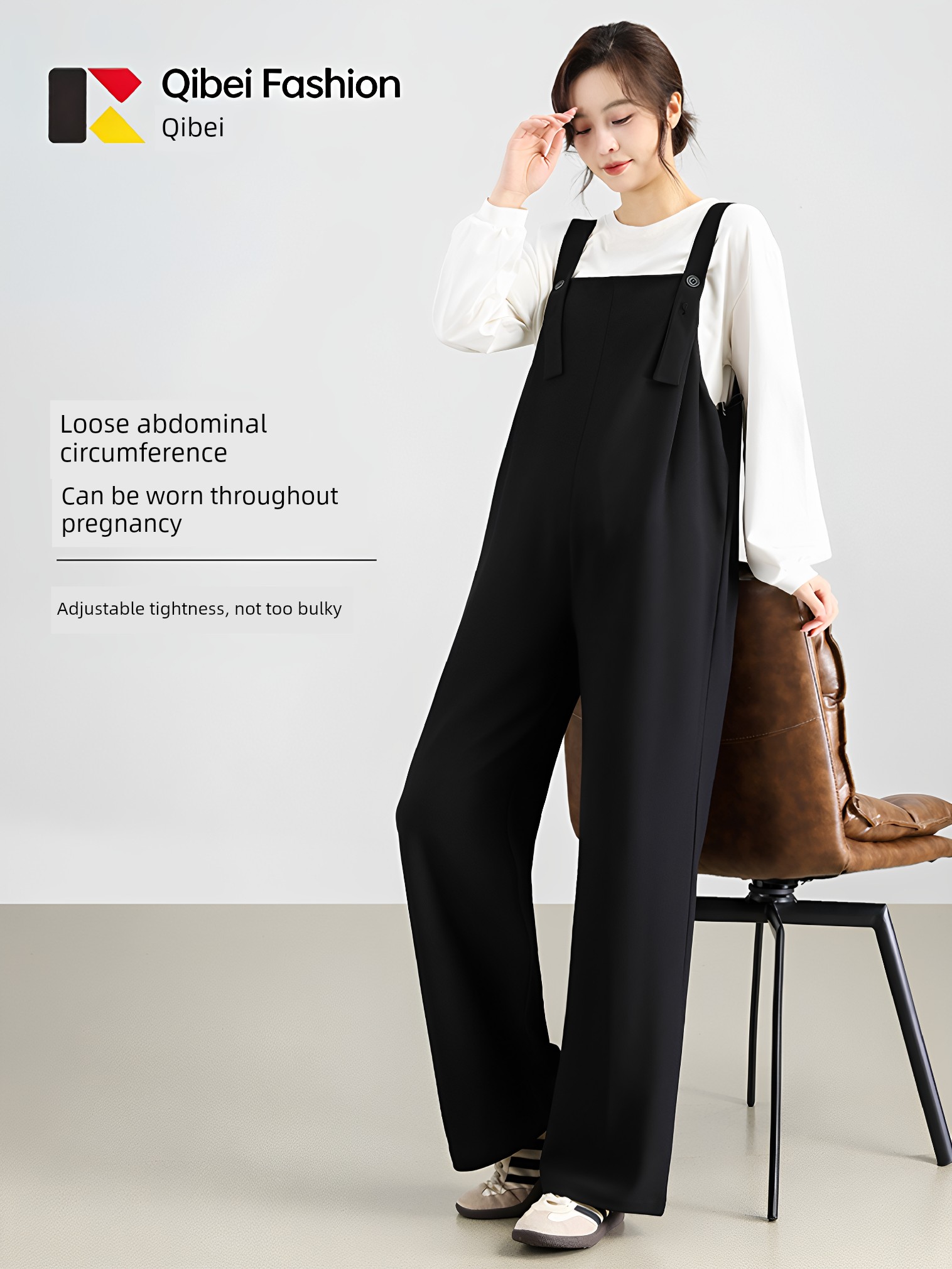 Qibei Maternity Overalls 2026 Autumn New Style for Petite and Plus Size, Loose Fit for Spring and Autumn — 2