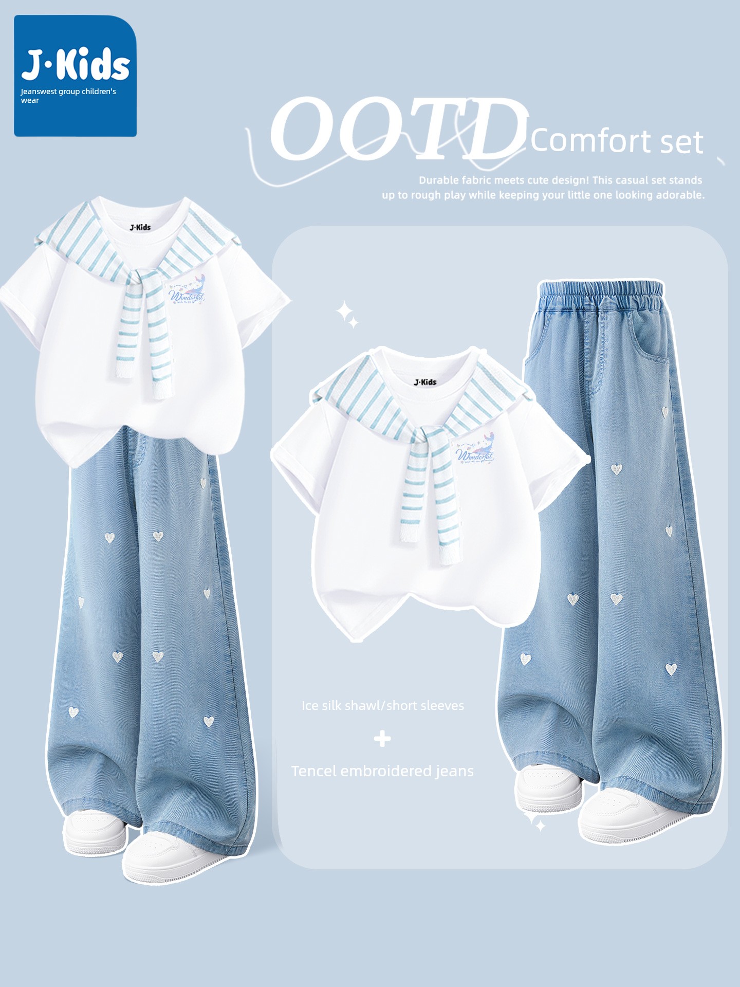 Jeanswest Group J.Kids Girls' Summer Set 2026 New Summer Outfit Children's Short-Sleeve Thin Pants B — 2