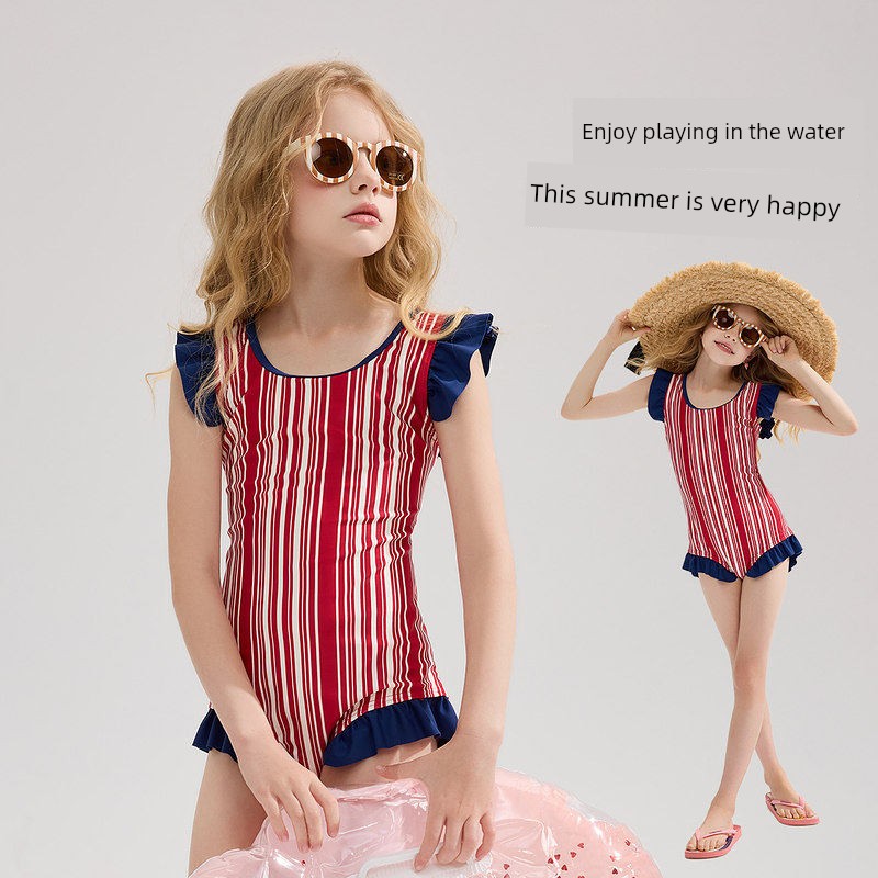 Ask Kidsren's One-Piece Swimsuit 2026 Summer New Style Little Girl's Quick-Drying Sun Protection Baby Swimsuit — 3