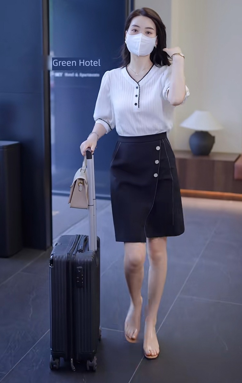 Foreign style ma'am Half sleeve Chiffon skirt fashion suit
