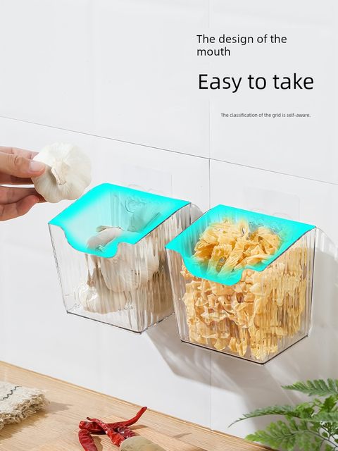 Onion, Ginger, Garlic Storage Box Storage Shelf No Punching Kitchen Chili Storage Basket Thick Wall-mounted Transparent Hanging Basket Hanging Basket