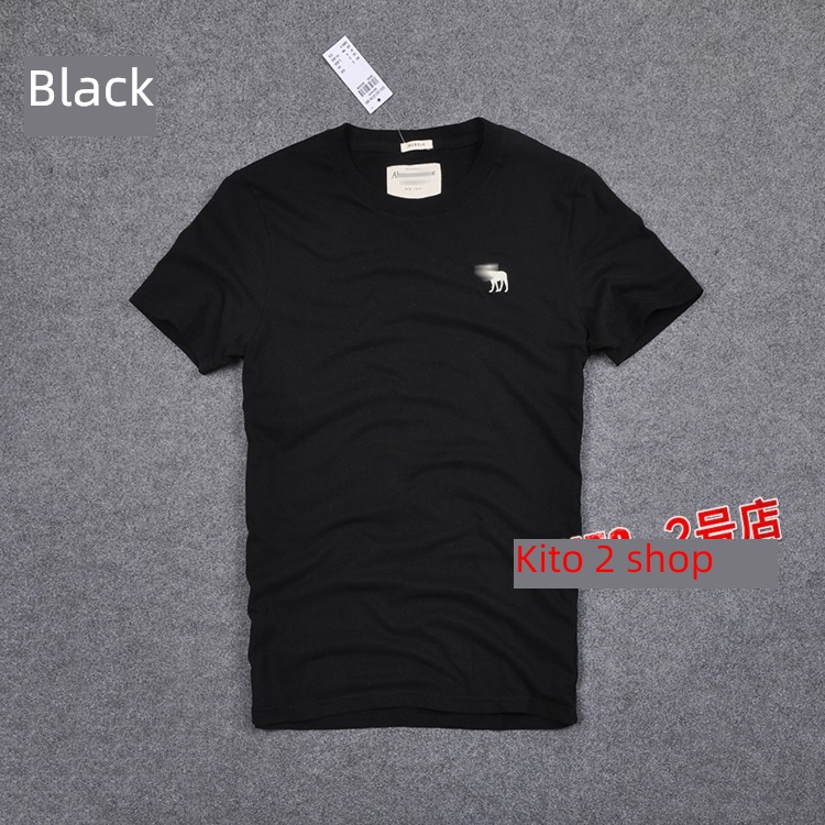 tide man summer wear Round neck leisure time Solid color Short sleeve T-shirt