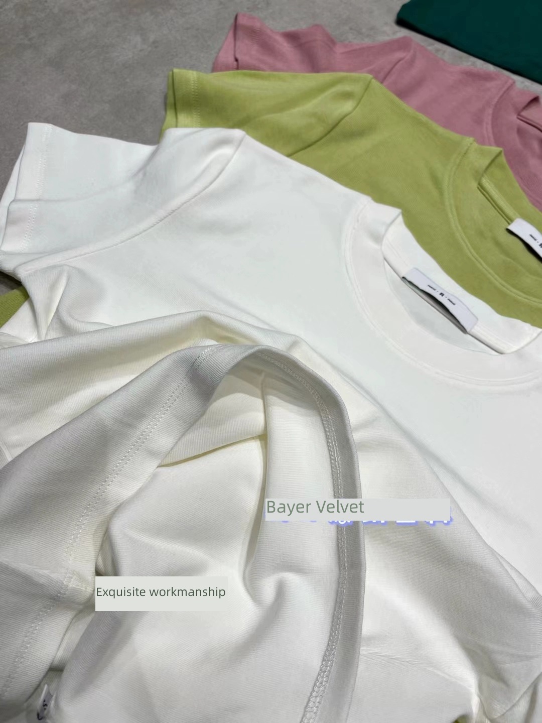 Run Xi Bayer  Small round neck Self-cultivation T-shirt Thick plate Short sleeve