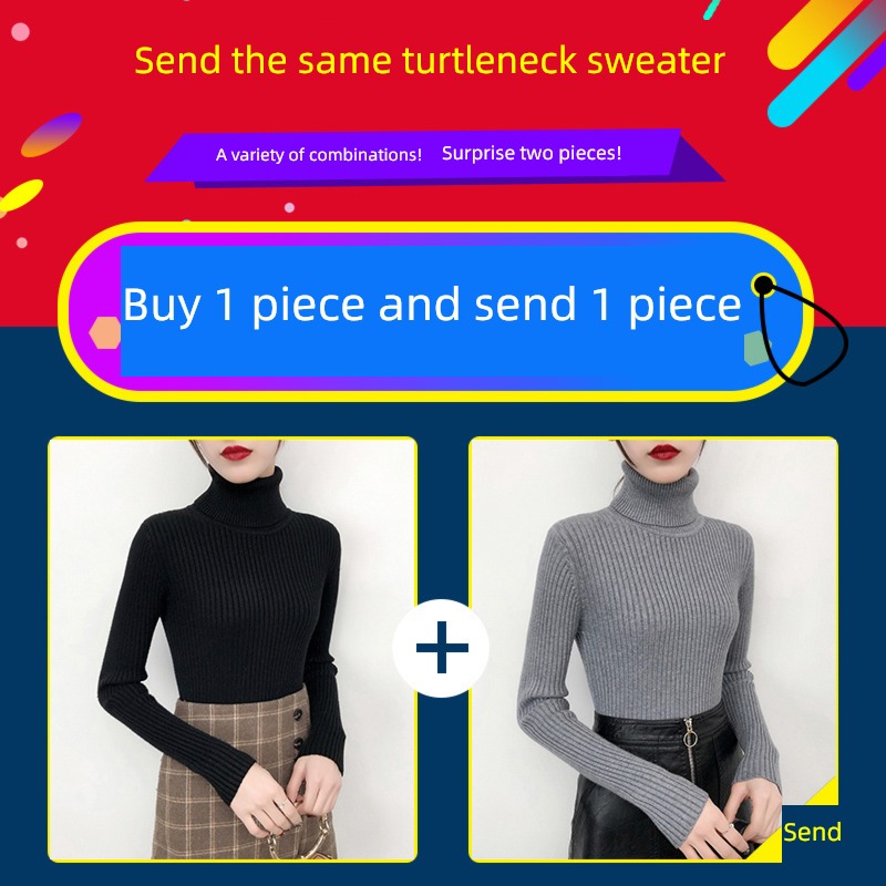knitting Inner lap Autumn and winter Self-cultivation black High collar sweater