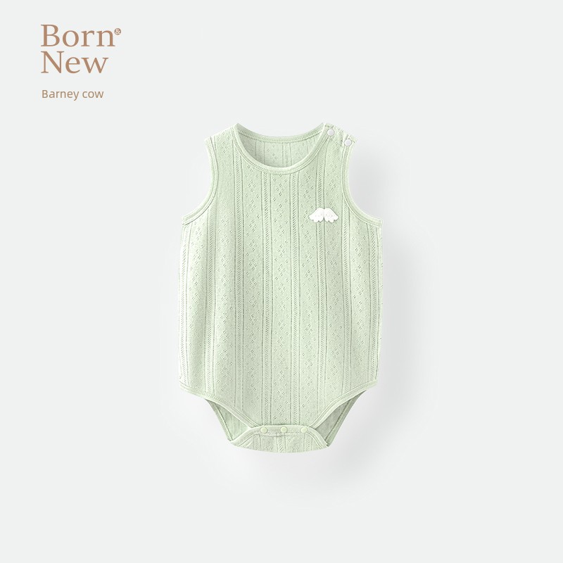 Baby Vest Romper Summer Thin Sleeveless Unisex Baby Triangle Romper Pure Cotton Newborn Onesie — 3