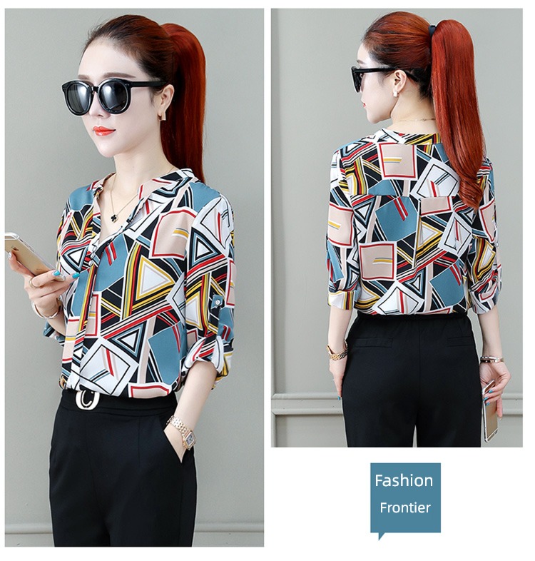 Stylish and versatile Long sleeve jacket Women Chiffon shirt