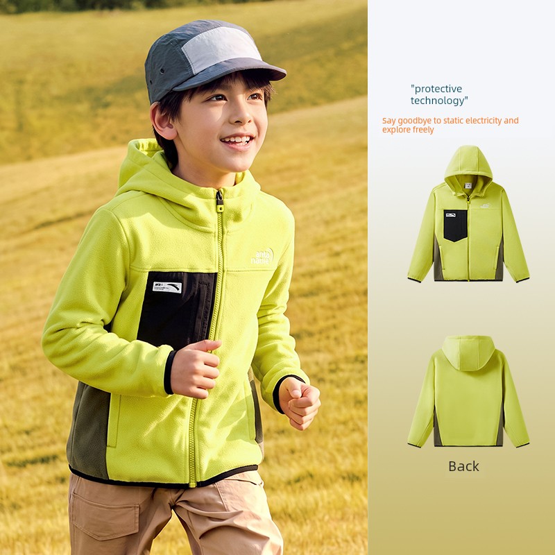 Anta Kidsren's Jacket Boys' Polar Fleece Baby Jacket 2026 Autum New Warm Anti-Static Hooded Top — 4