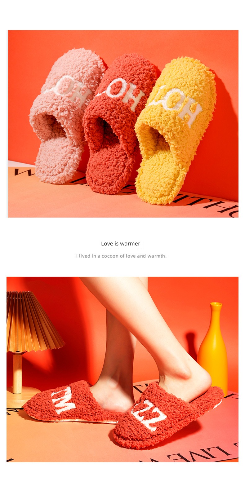 HEMA keep warm household Plush Baotou Autumn and winter Cotton slippers
