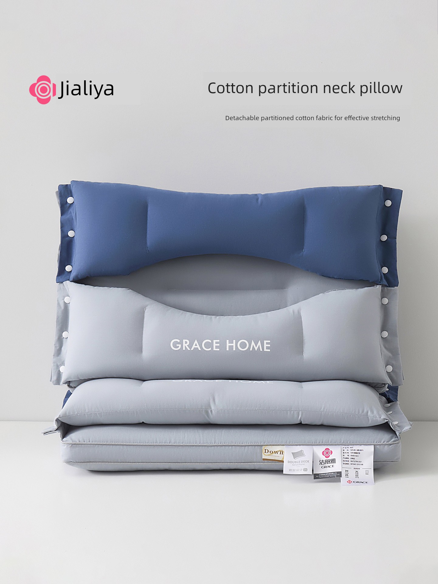 Jie Liya All-Cotton Neck Pillow for Side Sleeping, Ear Protection, Cervical Spine Support, Sleep Aid, Special Pillow Core for Cervical Spine, Non-Pressure Ear and Neck Pillow