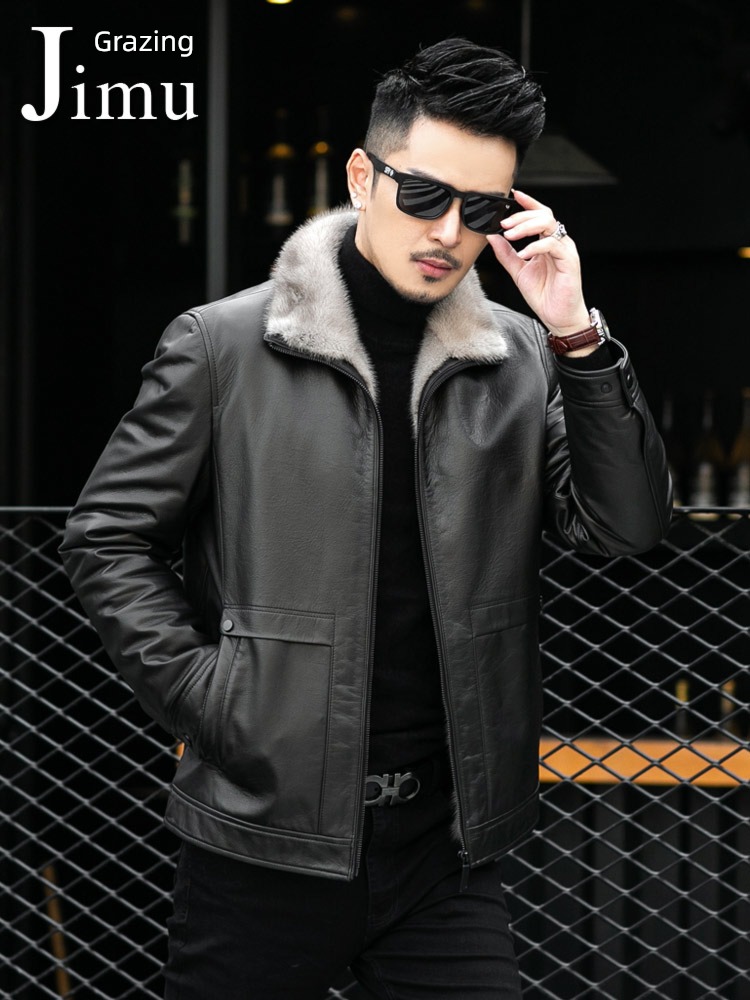 winter Haining man Mink skin loose coat Jacket Inner bladder