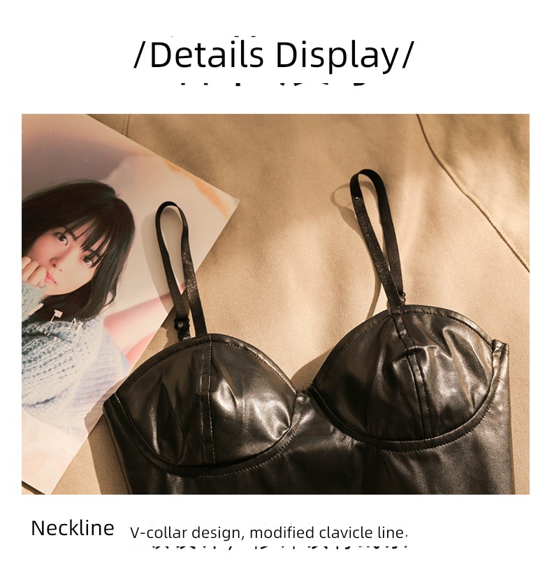 PU skin suit Self-cultivation Show thin Sleeveless jacket camisole