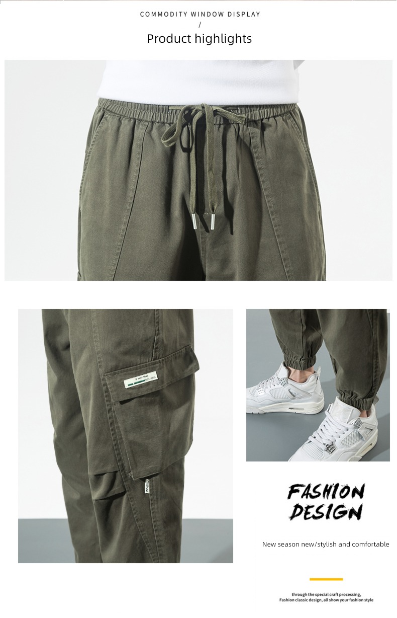 Lingrui easy Big size leisure time Broad leg Ruffian handsome Leggings