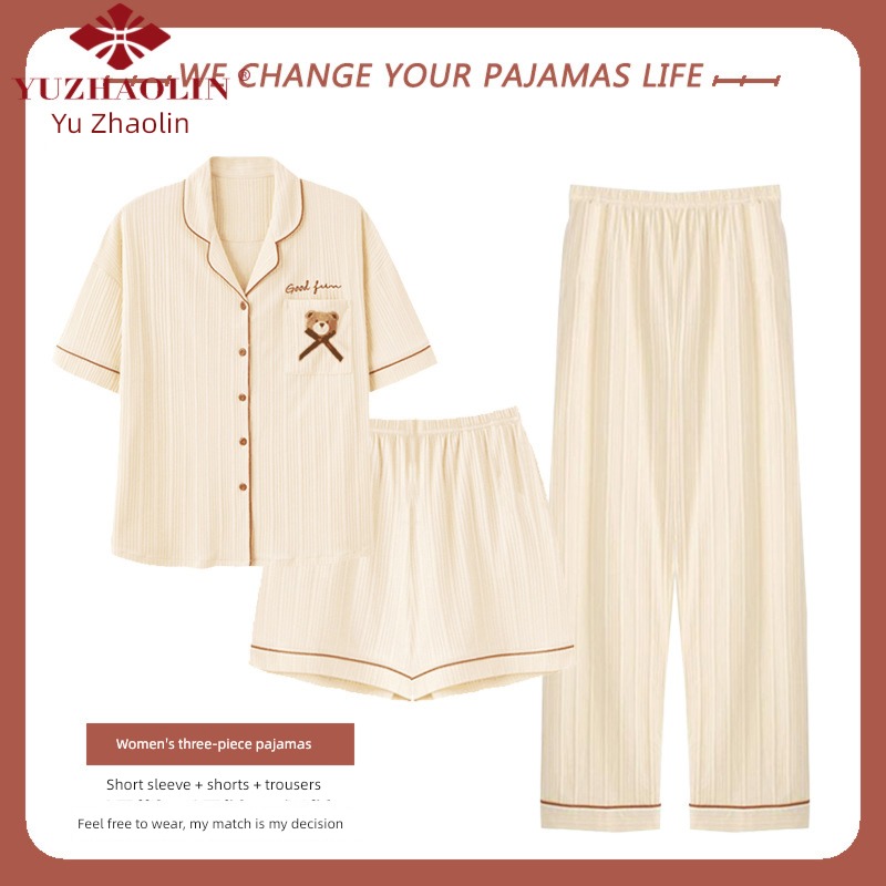 Yu Zhaolin female pure cotton shorts summer Thin money pajamas