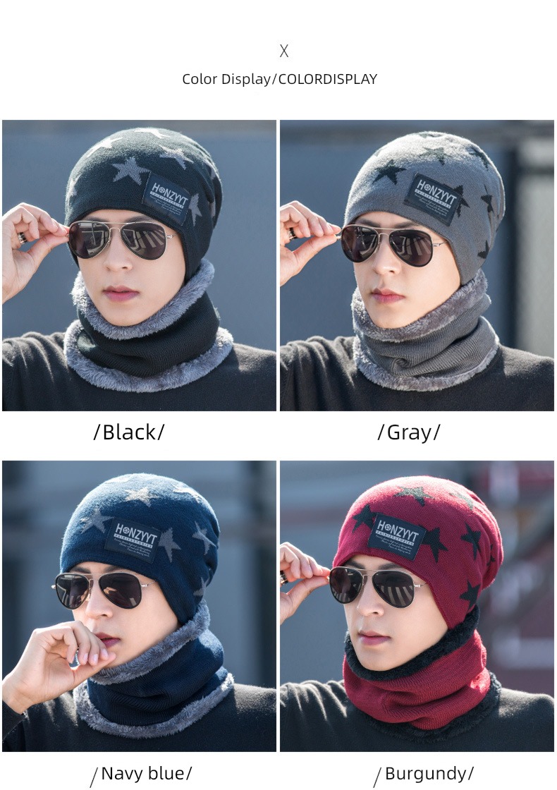 man winter Cold proof Plush Neckline Cycling Hat