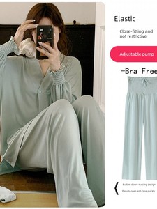 100% Cotton 2026 Modal Solid Color Nursing and Postpartum Clothing for Pregnant Women, Loose and Comfortable Maternity W