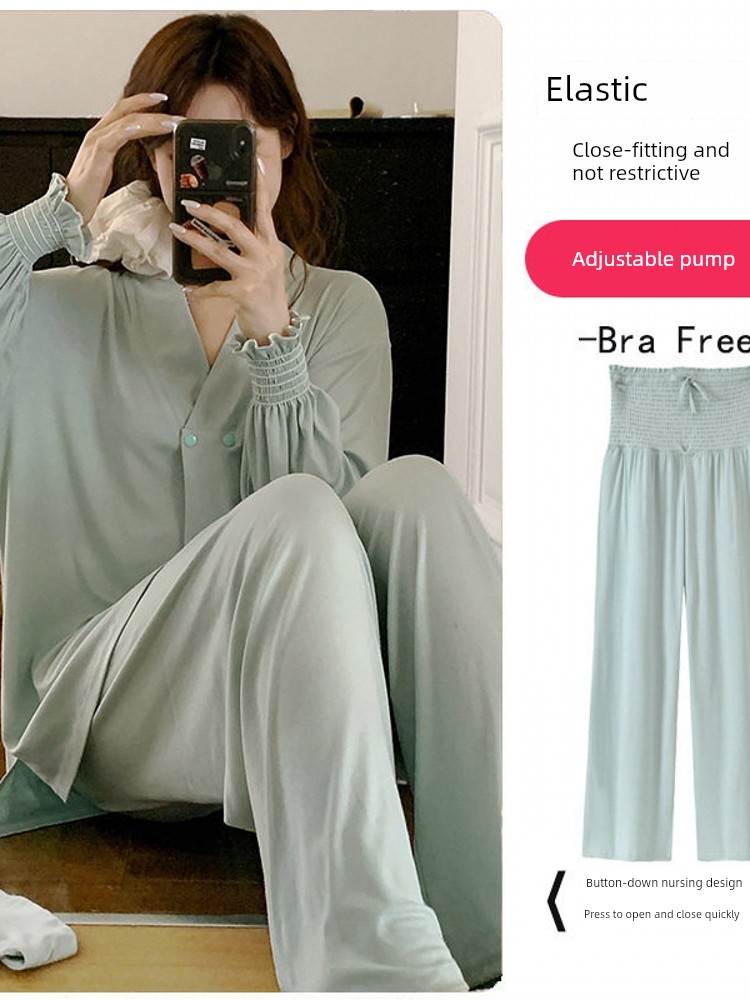 100% Cotton 2026 Modal Solid Color Nursing and Postpartum Clothing for Pregnant Women, Loose and Comfortable Maternity Wear