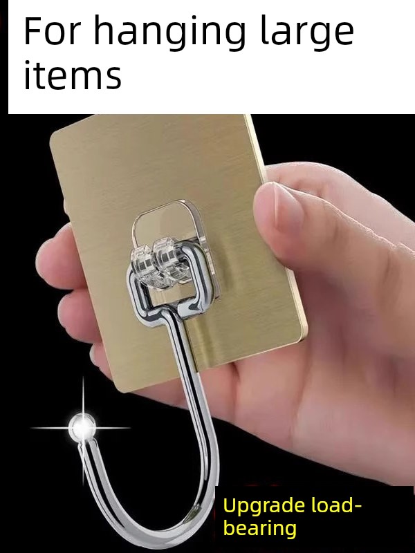 Stainless Steel Enlarged Hook, Self-Adhesive on the Wall, Super Strong, Traceless Adhesive Hook, Strong and Non-Falling, Suitable for Hanging Heavy Objects in the Kitchen