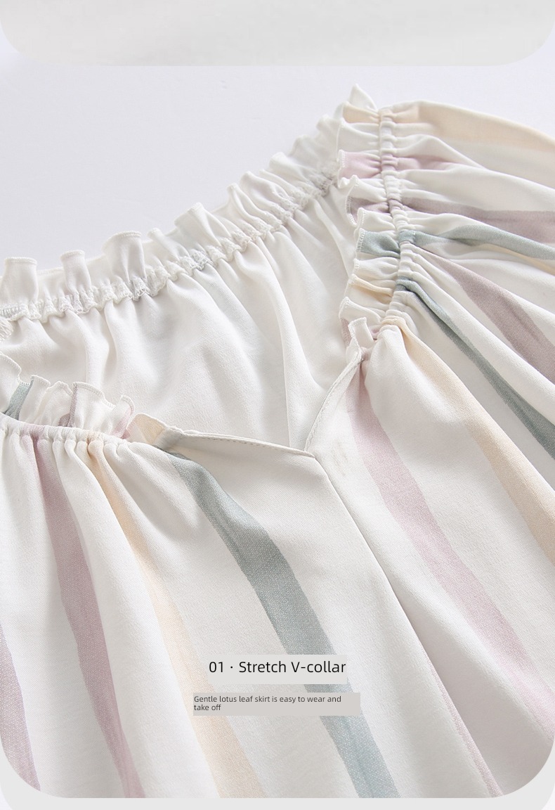 easy Big size summer pure cotton Princess style V-collar Nightdress