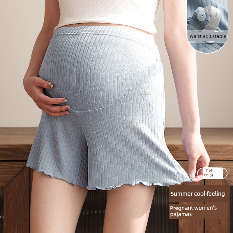 Summer Maternity Pajamas Belly-Tight Safety Pants Shorts Thin Home Summer Modal Adjustable — 4