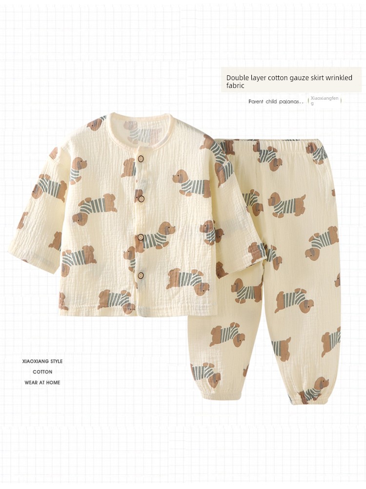 Children's Home Wear 2025 Spring and Autumn New Style Class a Pure Cotton Set for Boys and Girls, Long-Sleeve Long-Pants Pajamas, Air-Conditioning Clothing — 5