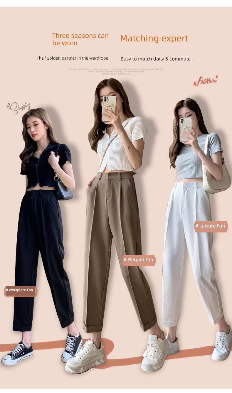 Rashabel khaki leisure time Nine points Suit pants