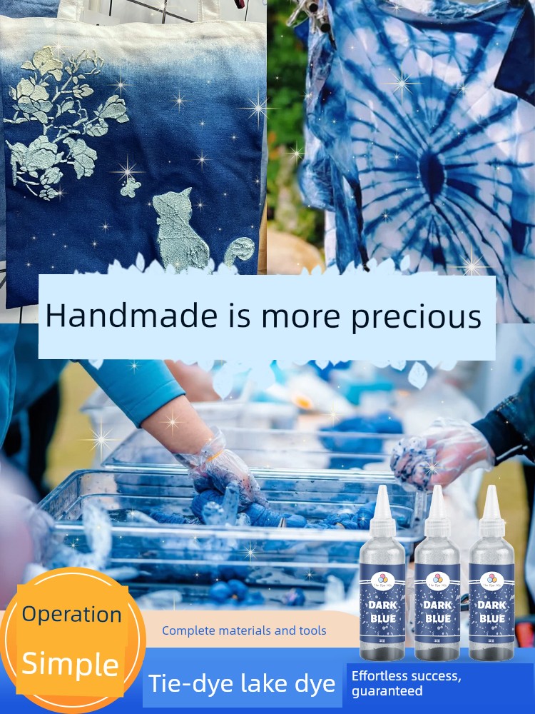Yunnan Handmade Tie-Dye DIY Material Kit T-Shirt Children's Kindergarten Accessories Blue Dye Square Scarf Hair Tie Paint Set