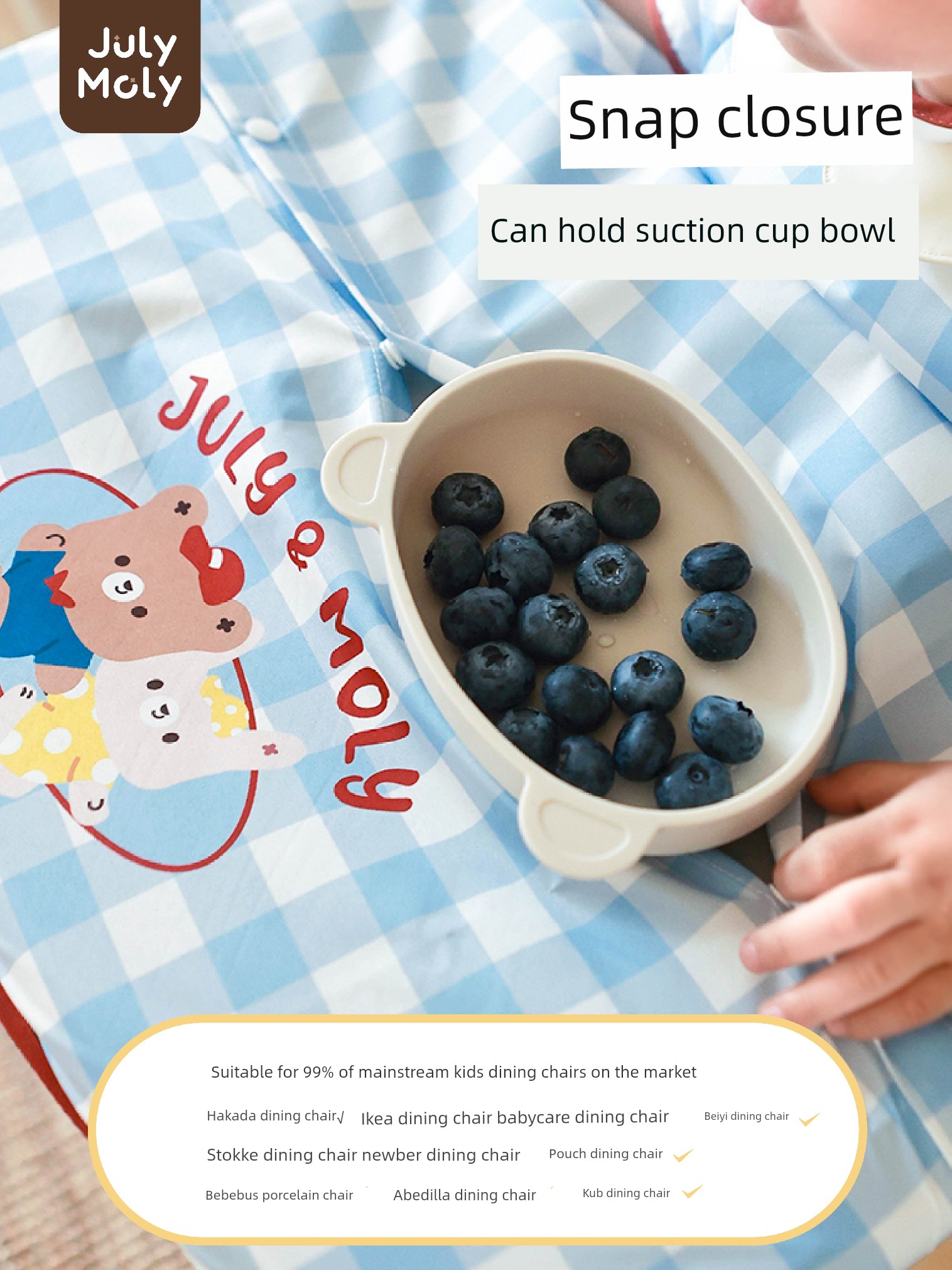 Julymoly All-In-One Dining Chair Cover Baby Feeding Bib Infant Food Bib Waterproof Children's Apron — 2