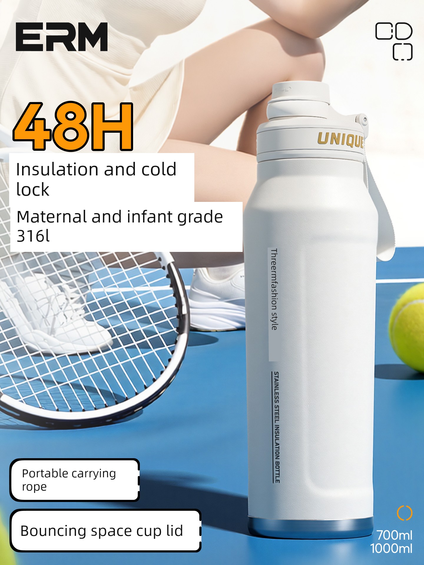Insulated Cup for Men, Large Capacity, Large Size, with Straw, Water Bottle, 26, for Students Going to School, 1L, for Middle School Students, 1000ml
