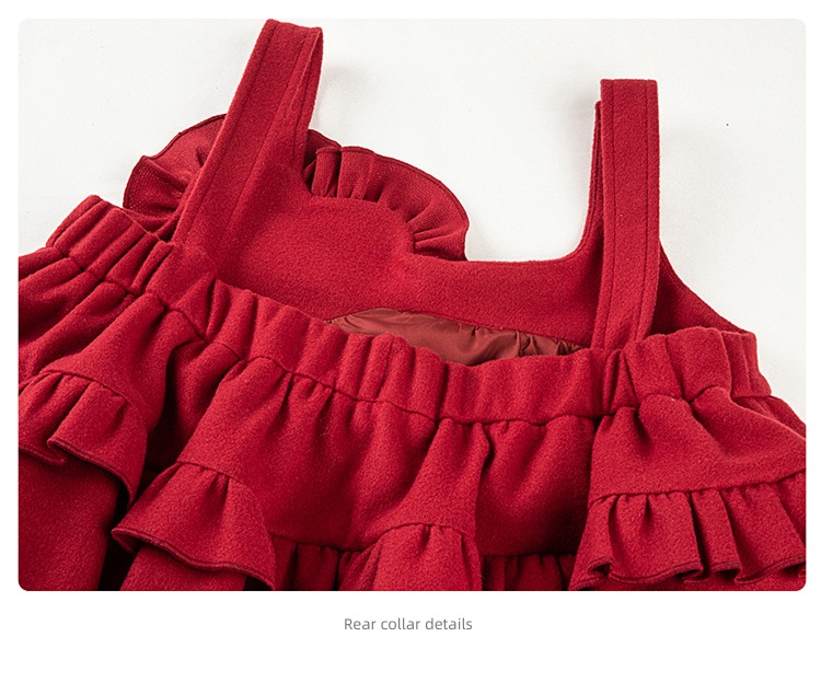 fold Wool Autumn style Sweet A-line skirt lace