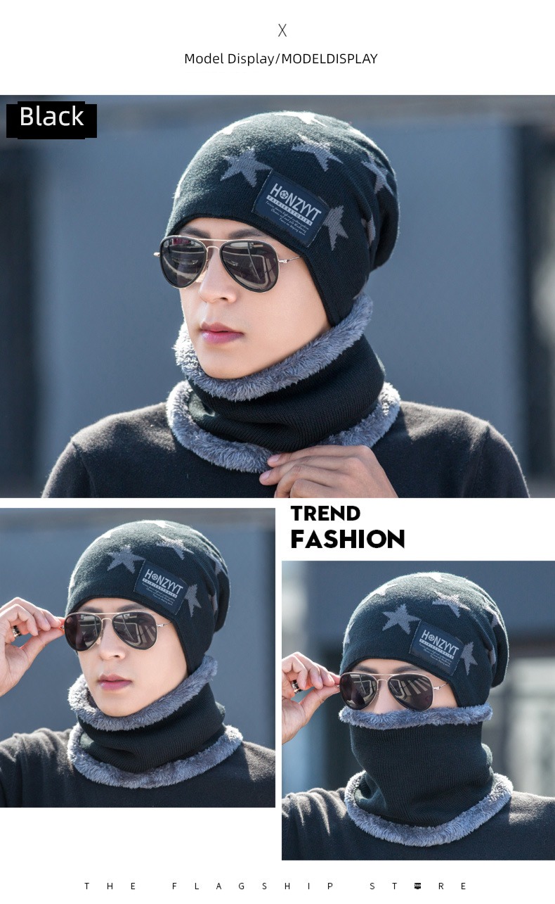 man winter Cold proof Plush Neckline Cycling Hat