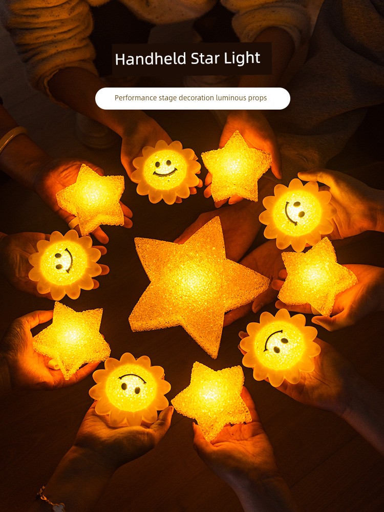 Hand-Held Small Star Light-Up Bracelet Prop, Five-Pointed Star for Stage Performance, Chorus, Kindergarten June 1St Performance