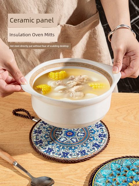 Retro heat insulation pad high temperature resistant casserole anti-scalding pads enamel pot cushions ceramic new Chinese dining table anti-slip dining plate pads