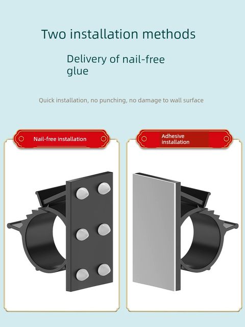 Punch-free water pipe hose clamp line clamp gas pipe fixer wall snap buckle self-adhesive sewer pipe fixing clip