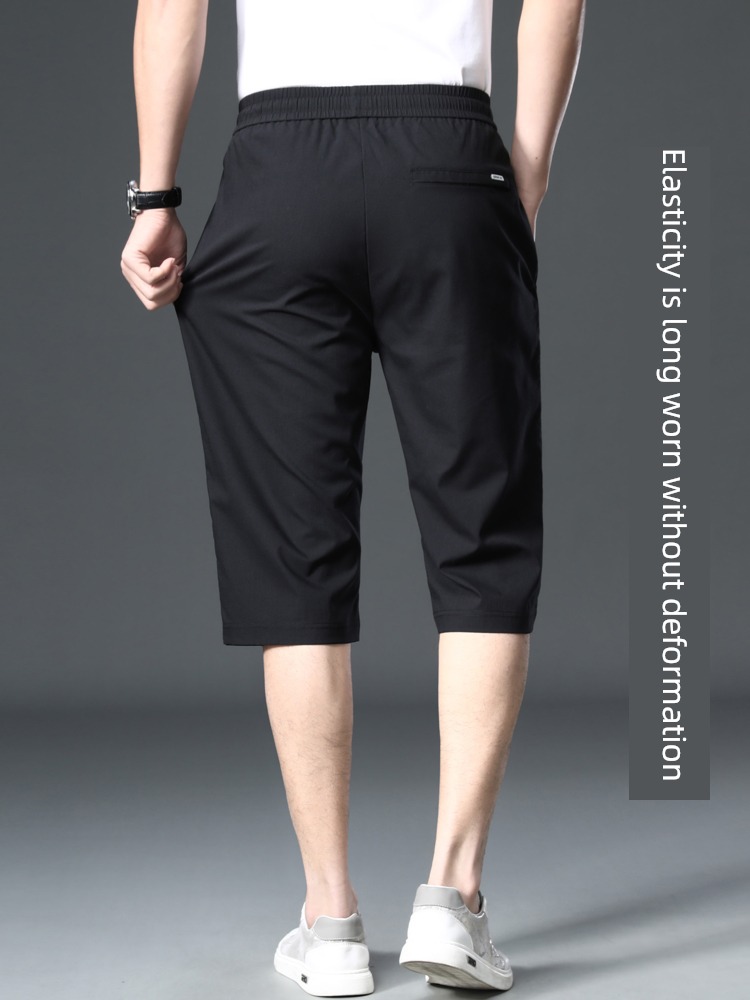 dad Cropped Trousers Straight cylinder easy High waist leisure time flax