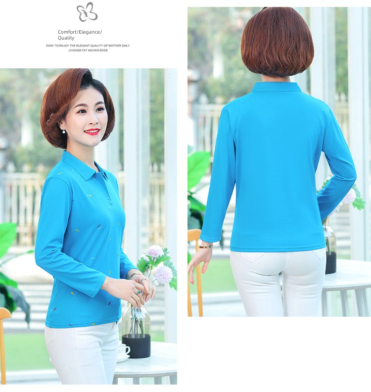 ma'am printing Autumn  Collar Undershirt Long sleeve T-shirt