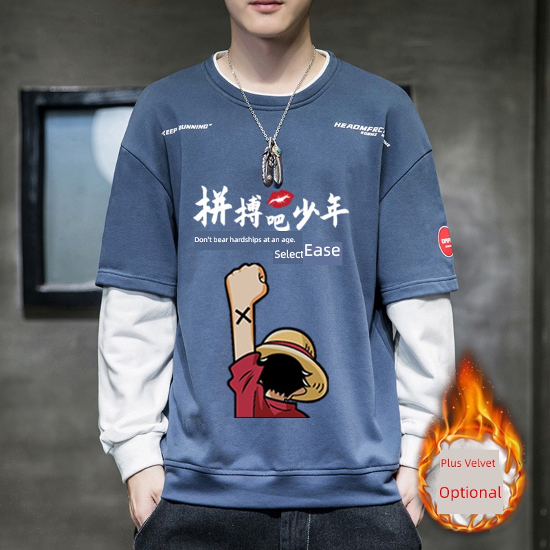 Spring and Autumn Fake two trend Thin money Round neck Sweater