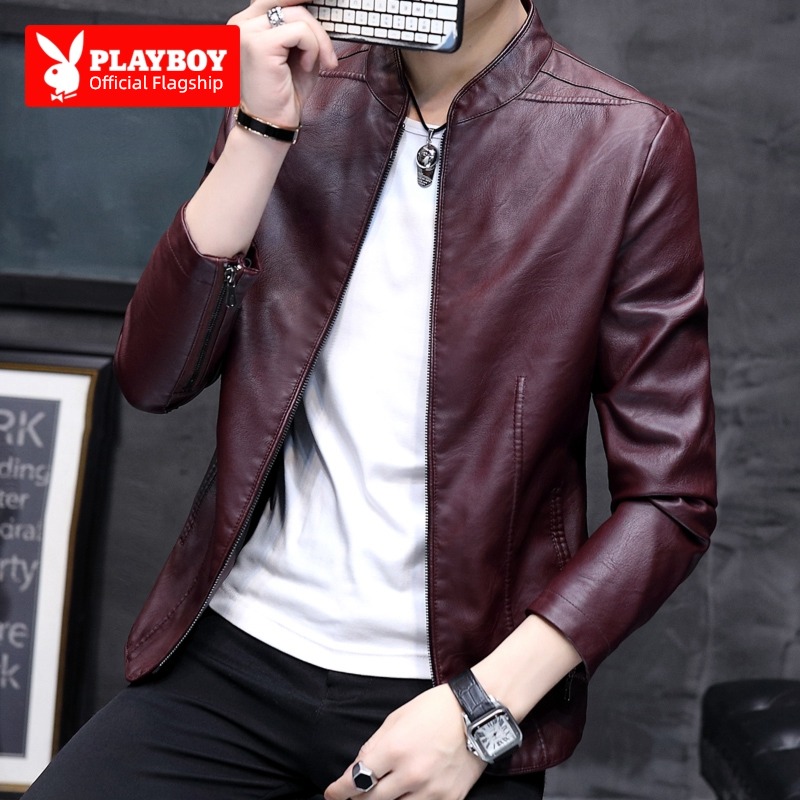 dandy Baseball collar Casual and versatile business affairs leather clothing