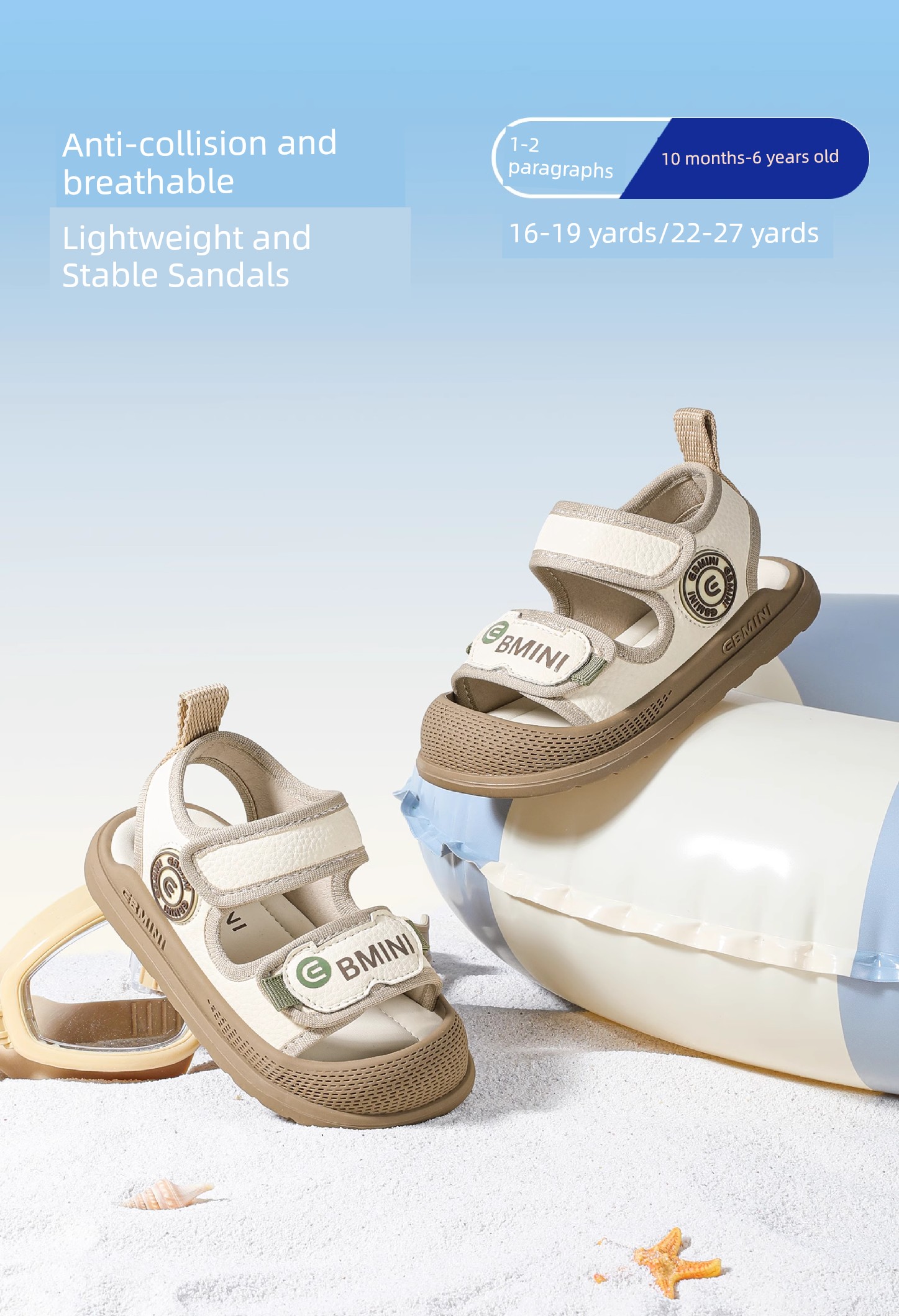 Yingbeimini Baby Sandals for Boys, Summer Toddler Shoes, Infant Walking Shoes with Soft Soles, Breathable Children's Shoes — 3
