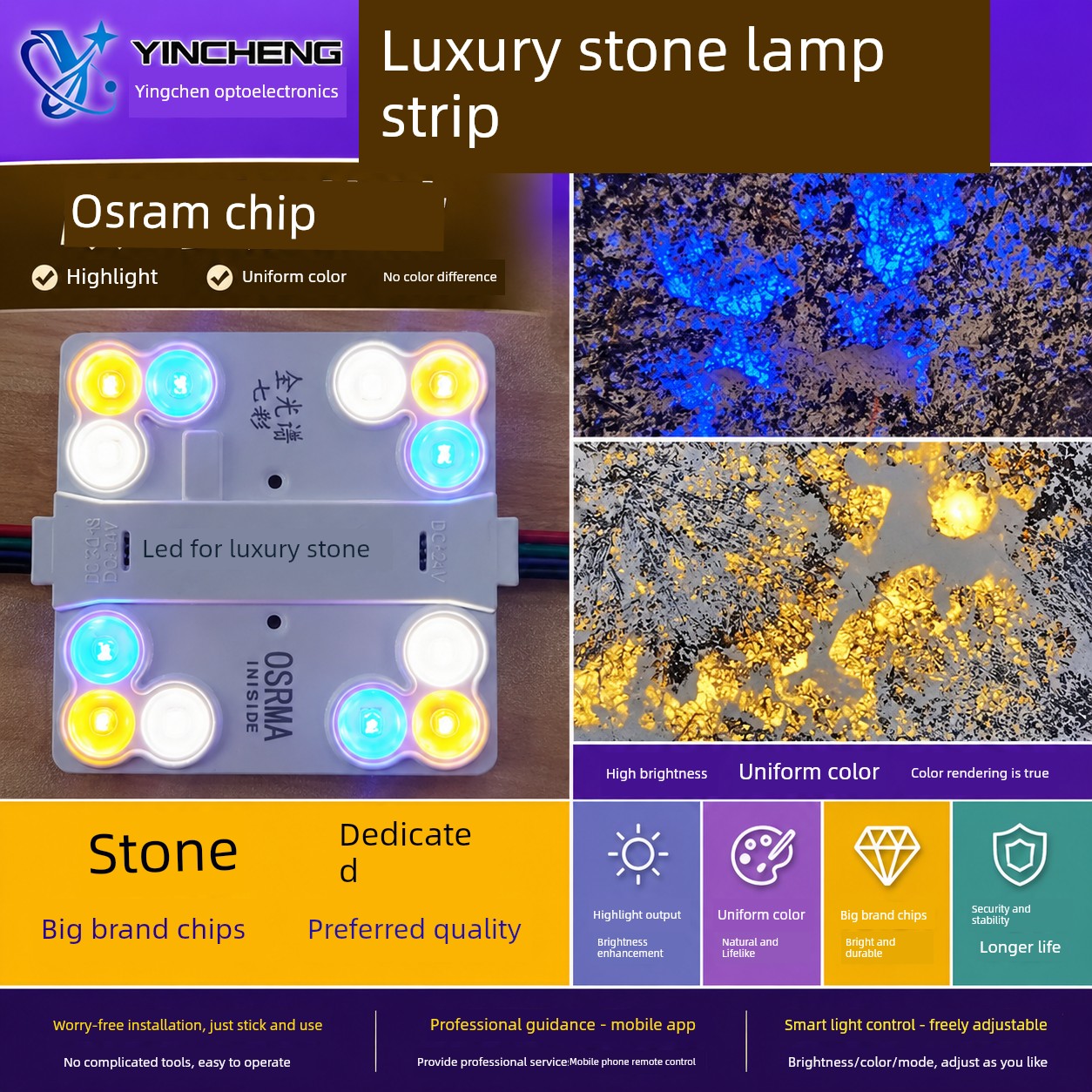 Luxurious Stone Background Wall with Seven-Color Led Diffuse Reflection, Pandora Translucent Marble-Specific Led Light Strip
