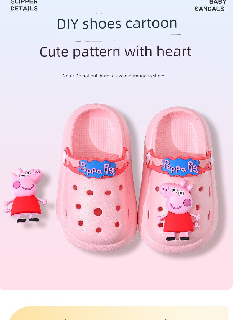 Peppa Pig Official Cartoon Slippers for Children Summer 2026 Home Bath Non-Slip Baby Outdoor Soft Sole Clogs — 10