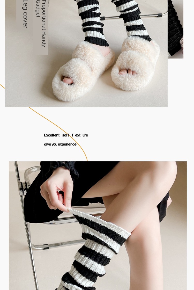 jk knitting Women's money black and white stripe lace keep warm socks