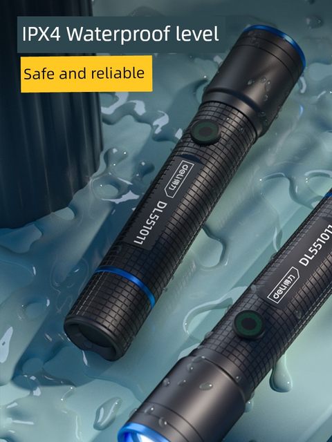 Deli Tools Rechargeable Flashlight LED Home Portable Outdoor Emergency Light Small Long-range High Light