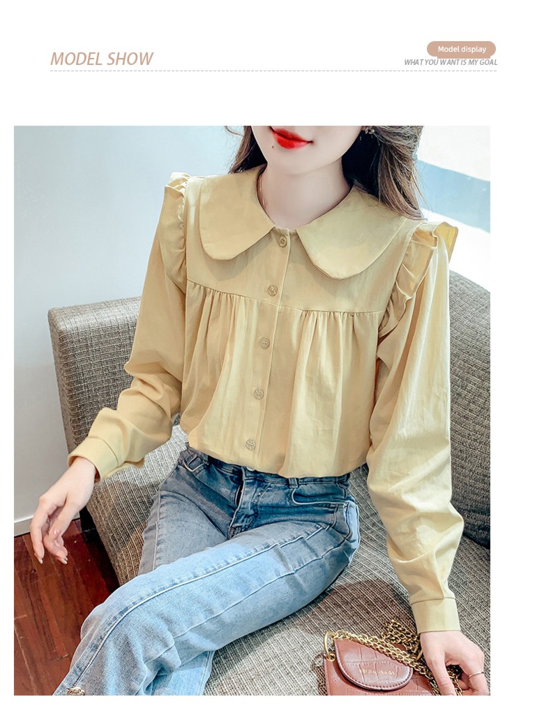 Age reduction Long sleeve unique jacket Foreign style Chiffon shirt