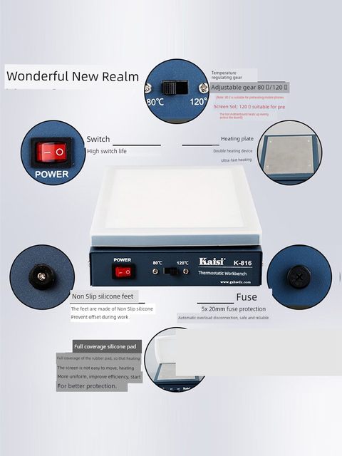Digital display heating table constant temperature adjustable heating platform mobile phone maintenance electric heating plate preheating table LED lamp bead desoldering table