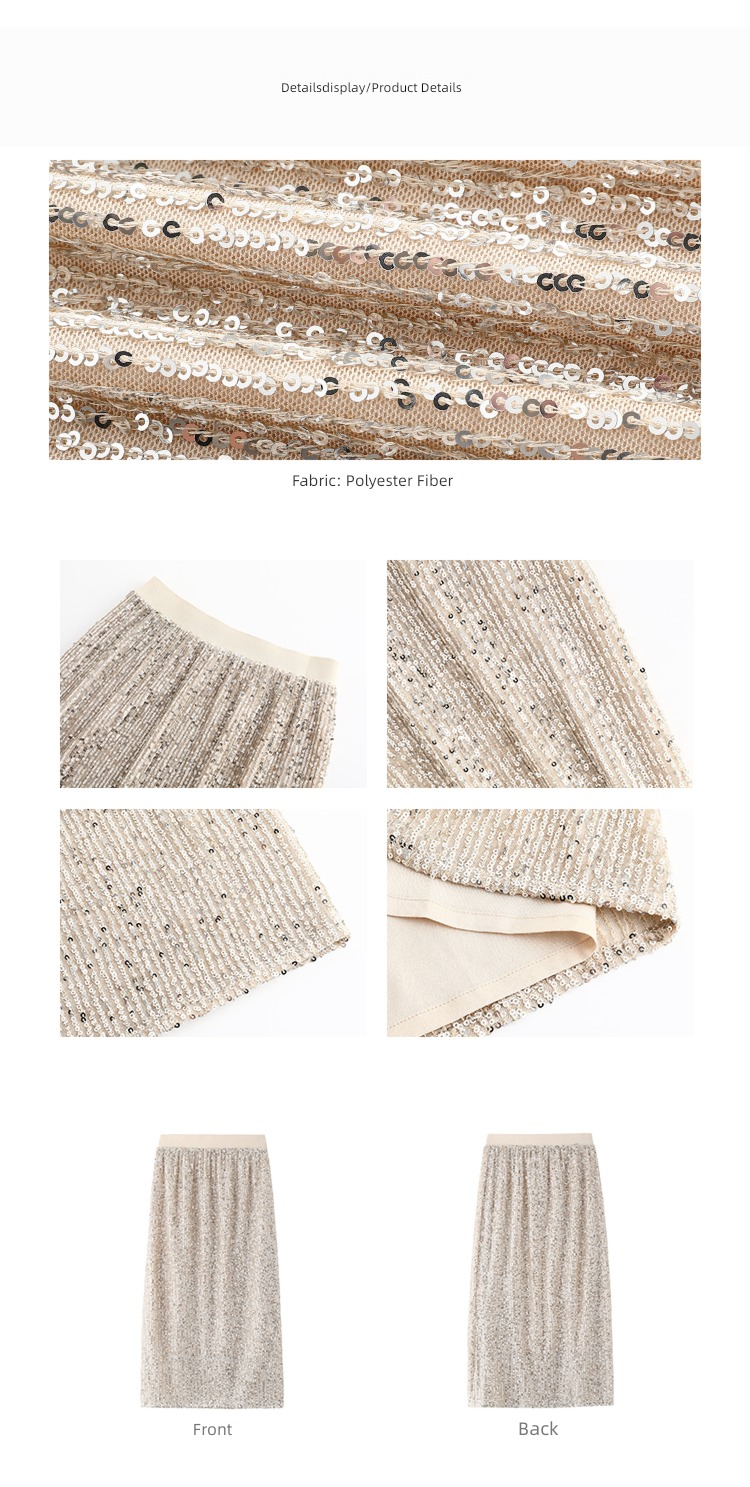 77store female summer Medium and long term One pace skirt Sequins