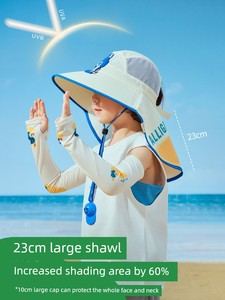Children's Sun Protection Hat, Boys' Hat with Fan, Summer Boys' Sun Hat, Baby Beach Hat, Girls' Sun Hat with Neck Protec