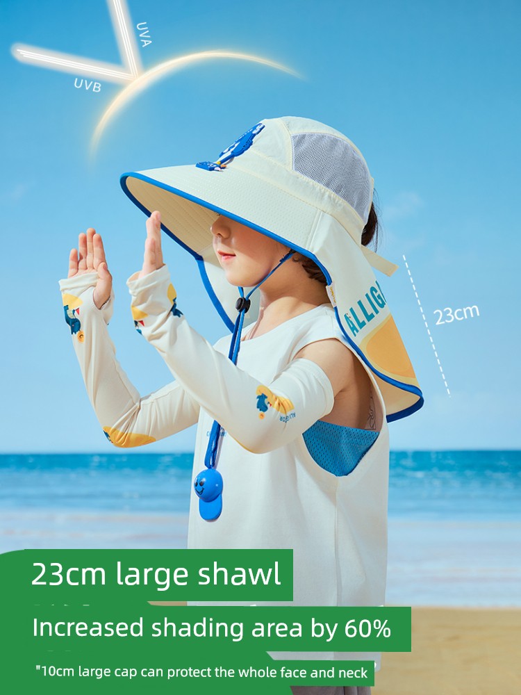 Children's Sun Protection Hat, Boys' Hat with Fan, Summer Boys' Sun Hat, Baby Beach Hat, Girls' Sun Hat with Neck Protection