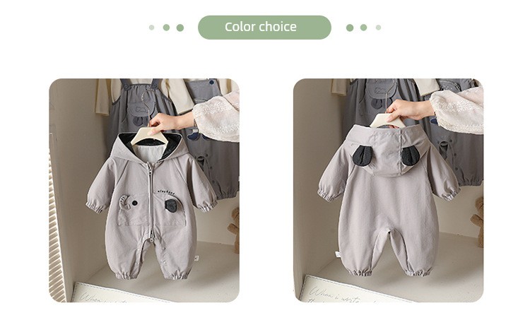 Windproof Outdoor Clothing for Babies, Early Autumn One-Piece Suit, Super Cute Cartoon Baby Spring and Autumn Crawling Suit, Hooded Jacket — 8